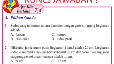 Kunci jawaban Matematika kelas 8 halaman 102 103 104 semester 2 Ayo Kita Berlatih 7.4 beserta caranya