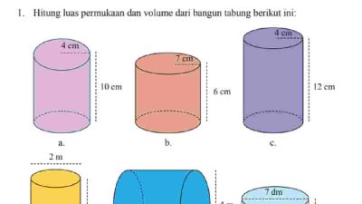 Rudi menghitung volume tabung dengan diameter 5 cm dan tinggi 12 cm