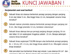 Limas Alasnya Berupa Persegi Panjang dengan Panjang 16 cm dan lebar 12 cm Sedangkan Tingginya Adalah 15 cm