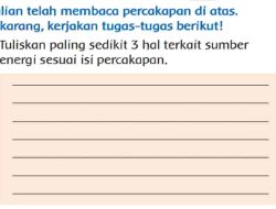 Tuliskan Paling Sedikit 3 Hal Terkait Sumber Energi Sesuai Isi Percakapan Jawaban Tema 6 Kelas 3 Halaman 41