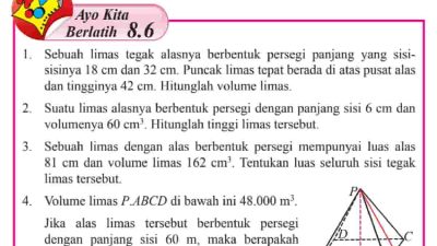 Atap Sebuah Rumah Berbentuk Limas dengan Alas Berupa Persegi Panjang Berukuran 25 m × 15 m