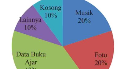 Diagram lingkaran di samping menunjukkan file yang terdapat di dalam flashdisk milik Reta yang berkapasitas 4 GB setara dengan 4.000 MB