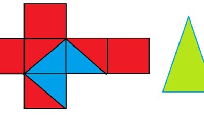 Gambar di bawah menunjukkan sebuah kubus dengan panjang rusuk 5 cm yang dipotong sehingga salah satu bagiannya berbentuk limas segitiga (tetrahedron)