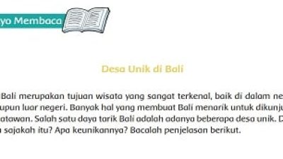 Jawablah pertanyaan-pertanyaan berikut Apa saja keunikan desa-desa pada bacaan Desa Unik di Bali tema 8 kelas 5 Halaman 73