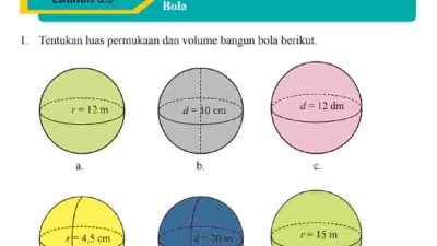 Kunci jawaban Matematika kelas 9 halaman 303 304 305 Latihan 5.3 Bola beserta caranya materi Semester 2 materi Bab V