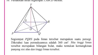 Perhatikan limas segiempat T.ABCD berikut Segiempat PQRS pada limas tersebut merupakan suatu persegi