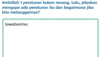 Ambillah 1 Peraturan Kolam Renang Lalu, Jelaskan Mengapa Ada Peraturan Itu Jawaban Tema 7 Kelas 3 Halaman 196