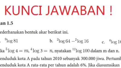 Kunci jawaban Matematika kelas 10 halaman 27 kurikulum merdeka Latihan 1.5 Sederhanakan bentuk akar berikut ini 9log 81