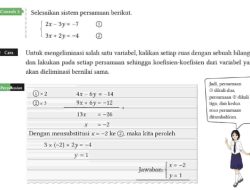 Kunci Jawaban Matematika Kelas 8 Halaman 38 Kurikulum Merdeka Selesaikan Sistem Persamaan Pada Contoh 3 dengan Mengeliminasi X