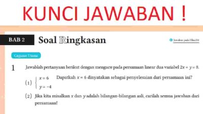 Kunci jawaban Matematika kelas 8 halaman 53 kurikulum merdeka Jawablah pertanyaan berikut dengan mengacu pada persamaan linear dua variabel 2x + y = 8