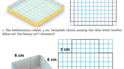 Kunci Jawaban Matematika Kelas 5 Volume 1 Halaman 103 Kurikulum Merdeka Ayo buatlah sebuah kotak tanpa tutup dengan menggunakan petak persegi berukuran 12 cm