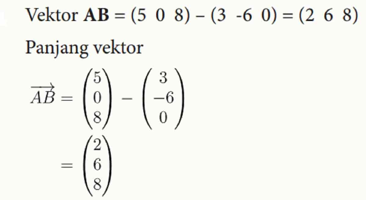 Kunci jawaban Matematika kelas 10 halaman 94 kurikulum merdeka soal Uji Kompetensi Suatu vektor memiliki ujung di A(3, –6,0)
