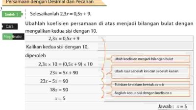 Kunci jawaban Matematika kelas 7 halaman 104 105 kurikulum merdeka soal 5 soal 6 dan soal 7 Mia menyelesaikan persamaan