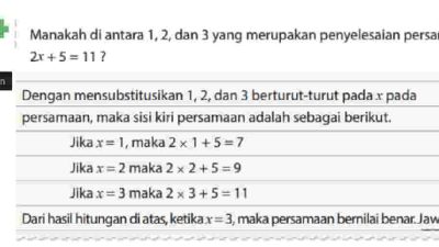 Kunci jawaban Matematika kelas 7 halaman 97 kurikulum merdeka Manakah di antara 3, 4 dan 5 yang merupakan penyelesaian persamaan berikut ini